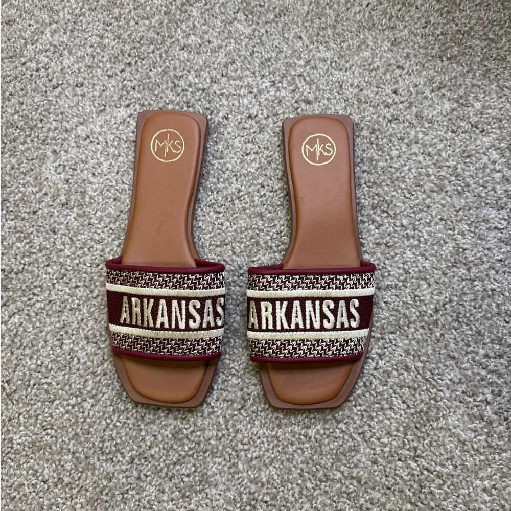 Arkansas Slide Sandals - Brown and Cream
